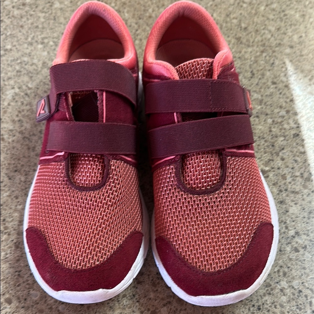 Vionic Pink and Red Sneakers with Mesh Upper and Velcro Strap